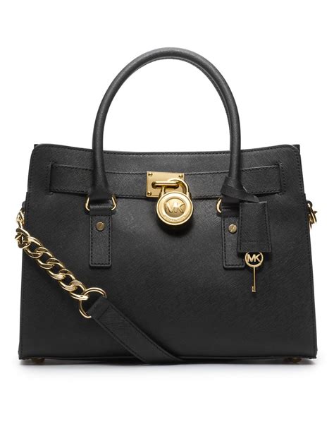 michael kors hamilton satchel black large|Michael Kors bag with lock.